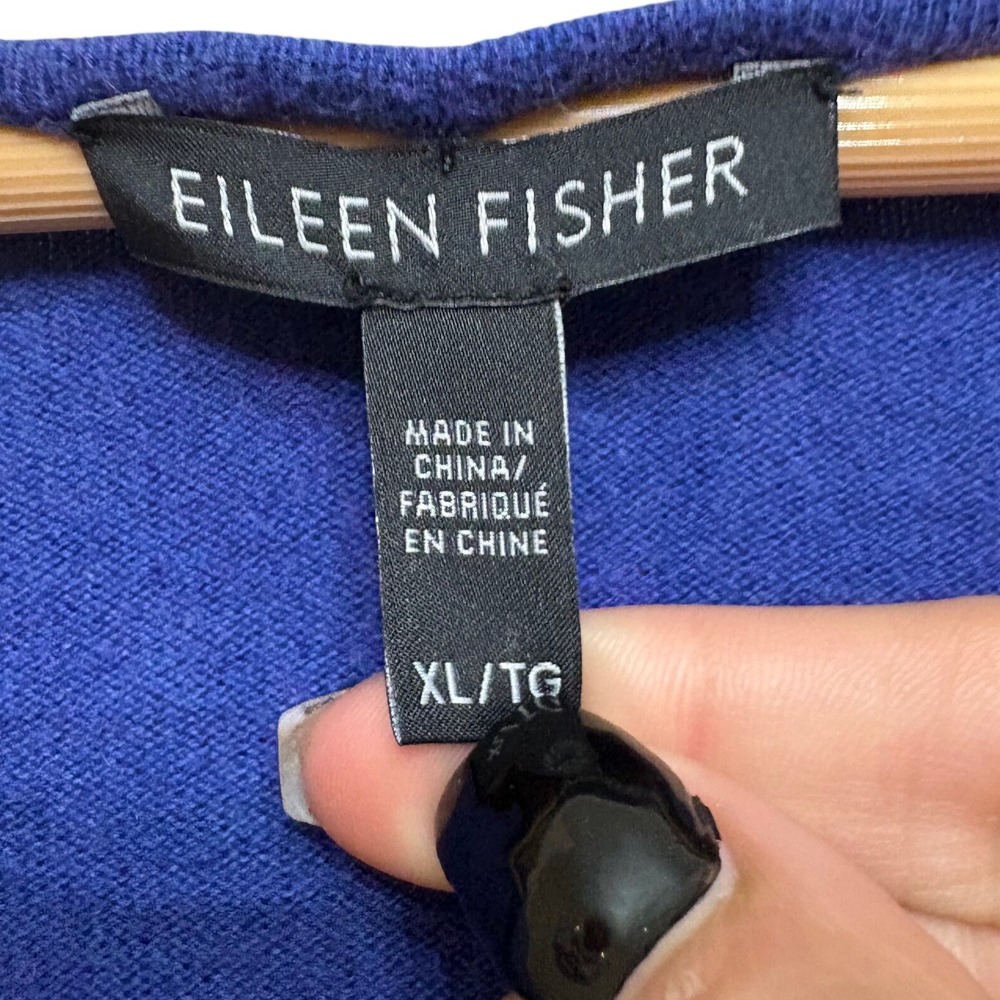 Eileen Fisher Womens XL Royal Blue Knit Scoop Neck Long Sleeve Oversized Sweater - Picture 3 of 4